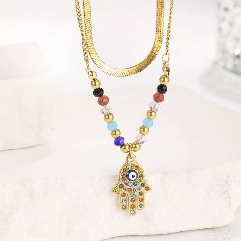 Gold Stainless Steel Evil Eye Necklace for Women