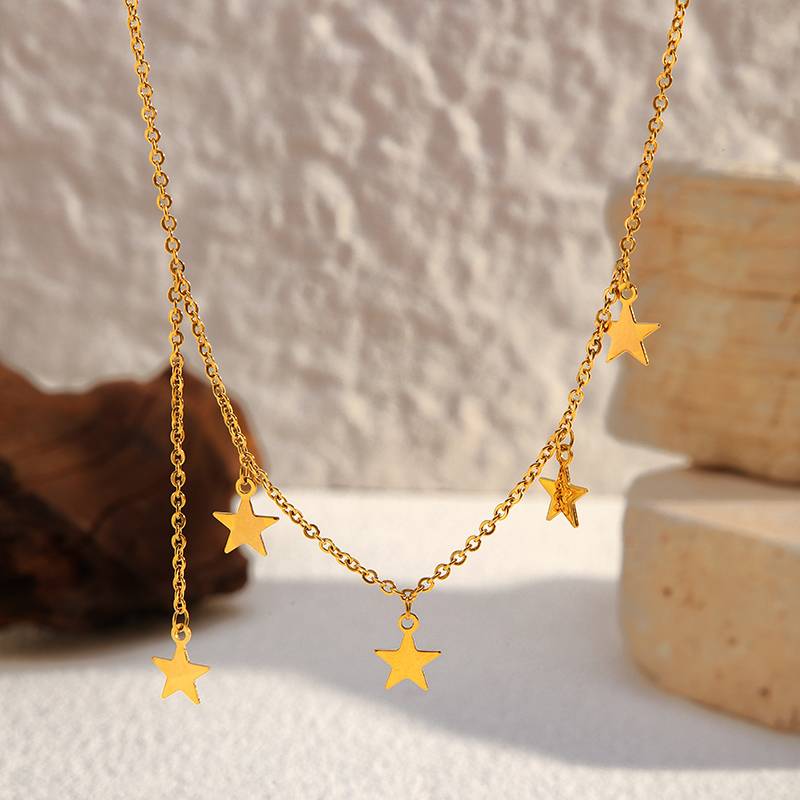 Gold Layered Star Stainless Steel Necklace