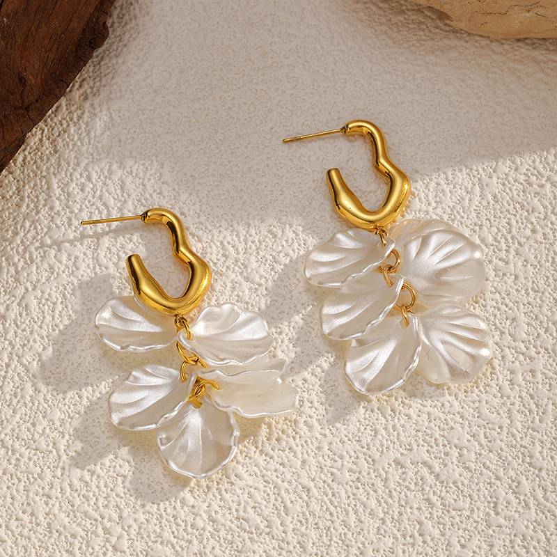 Gold Stainless Steel Flower Earrings for Women Wholesale