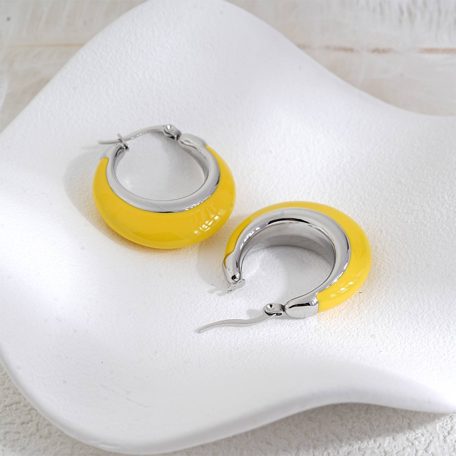 Boucles d'oreilles Lonceen en acier inoxydable jaune pour femme