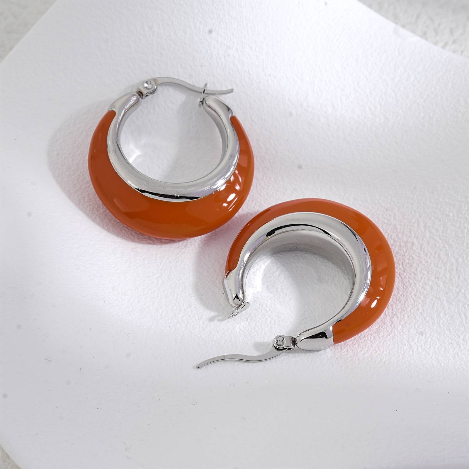 Boucles d'oreilles Lonceen en acier inoxydable orange pour femme