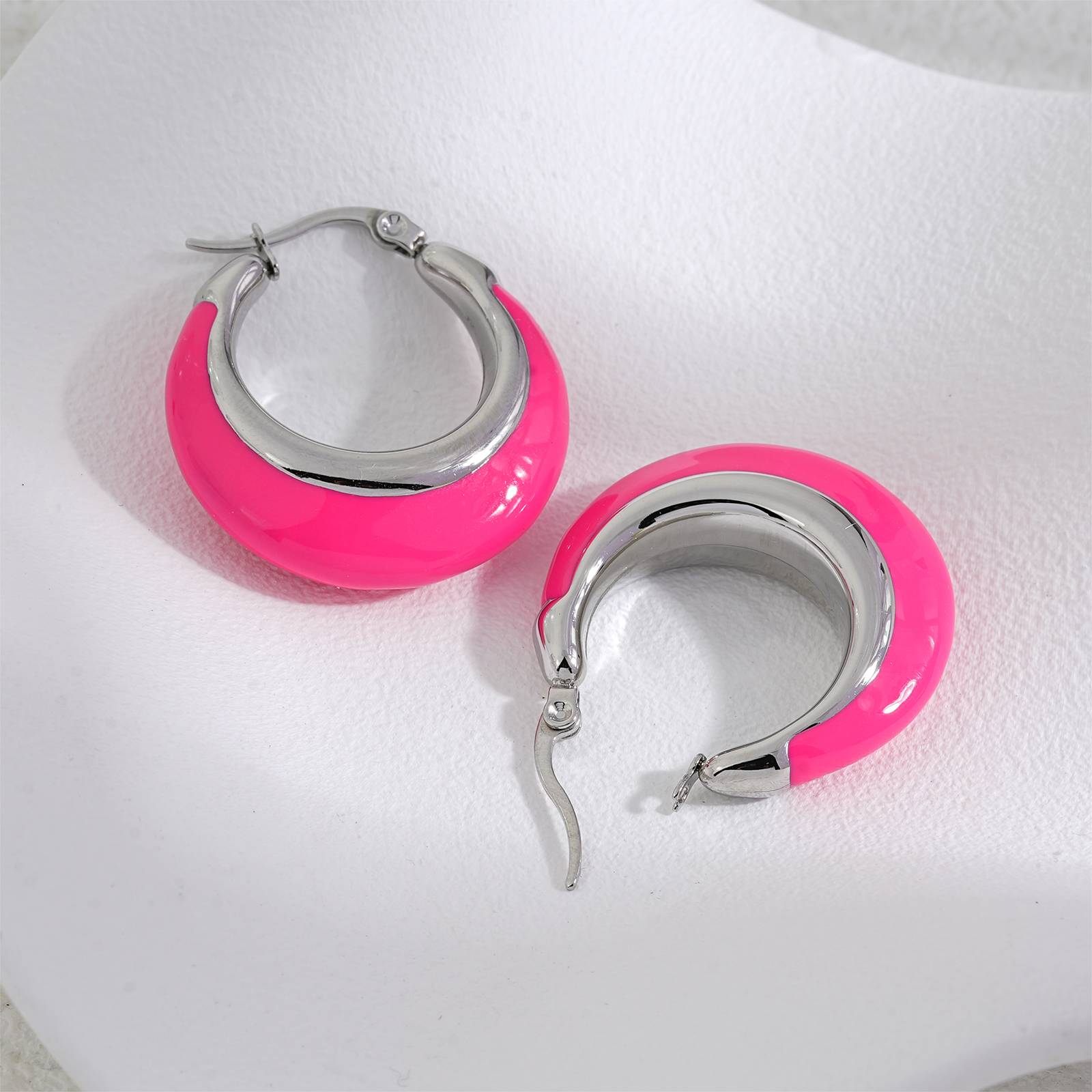 Boucles d'oreilles Lonceen Barbie roses en acier inoxydable pour femmes