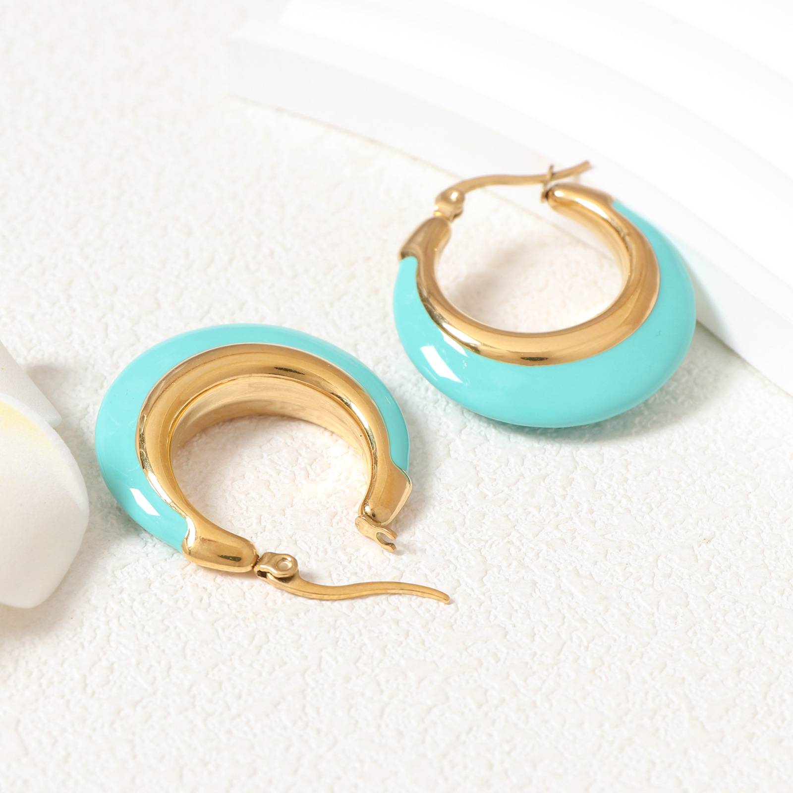 Boucles d'oreilles Lonceen en acier inoxydable Tiffany Blue 318