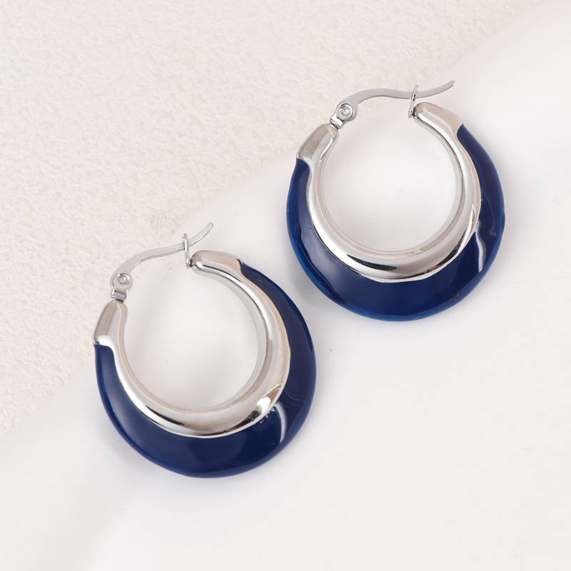 Boucles d'oreilles Lonceen en acier inoxydable bleu marine 429
