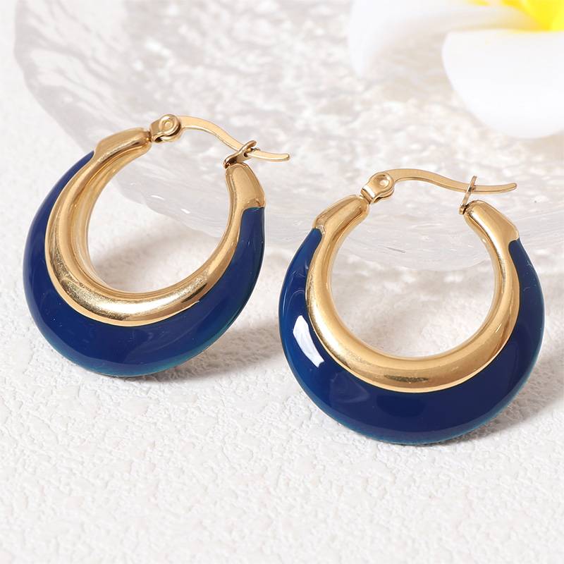 Boucles d'oreilles Lonceen en acier inoxydable bleu marine 429