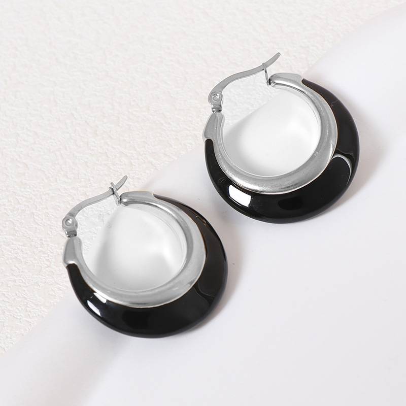 Boucles d'oreilles Lonceen en acier inoxydable noir pour femme
