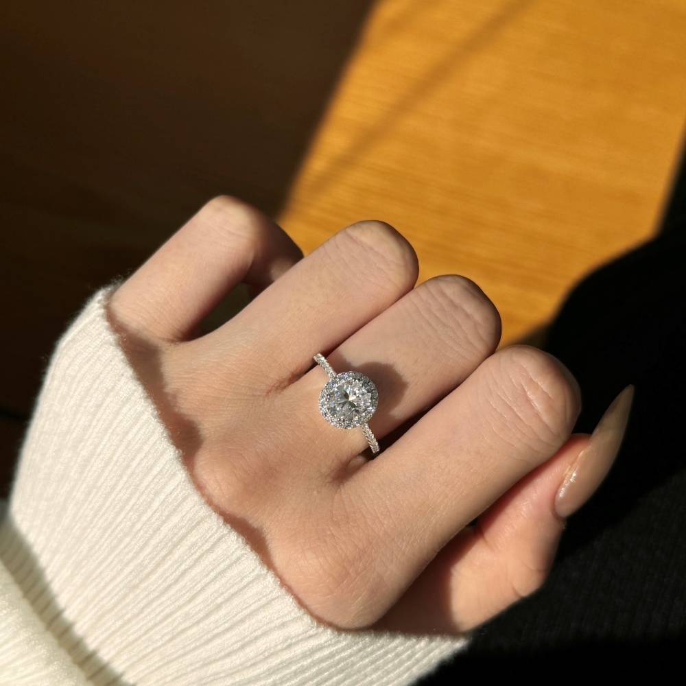 Bague en argent sterling 925 avec moissanite et pierre taille radiant
