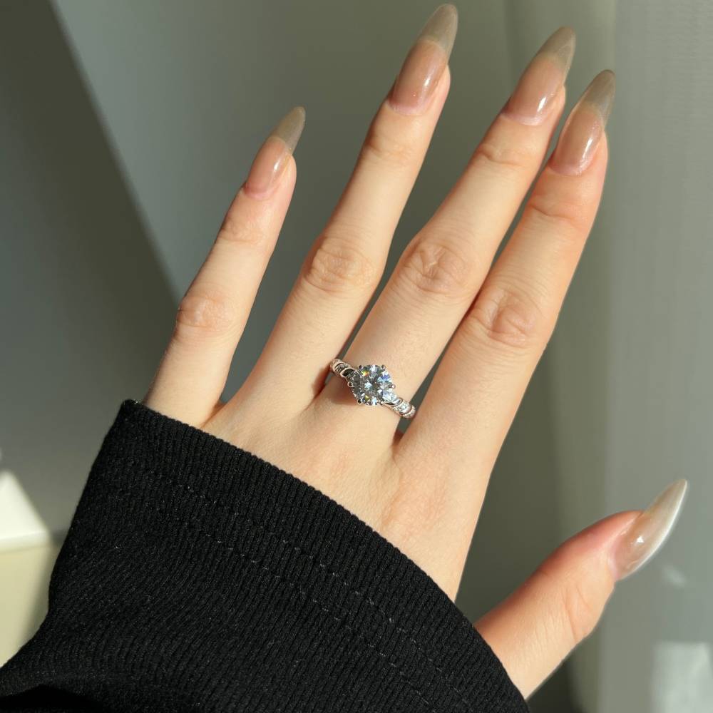 Bague de fiançailles Lonceen en argent sterling 925, anneau torsadé, moissanite ronde