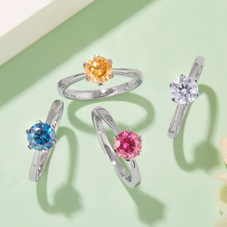 Lonceen Classic 4-Prong Solitaire Lab Grown Diamond Ring 925 Sterling Silver Wholesale Wedding Ring