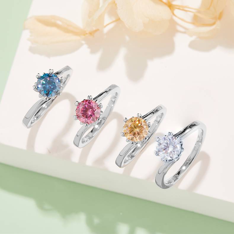 Lonceen Straight Band Micro-Pavé 4-Prong Lab Grown Diamond Ring 925 Sterling Silver Wholesale Wedding Ring