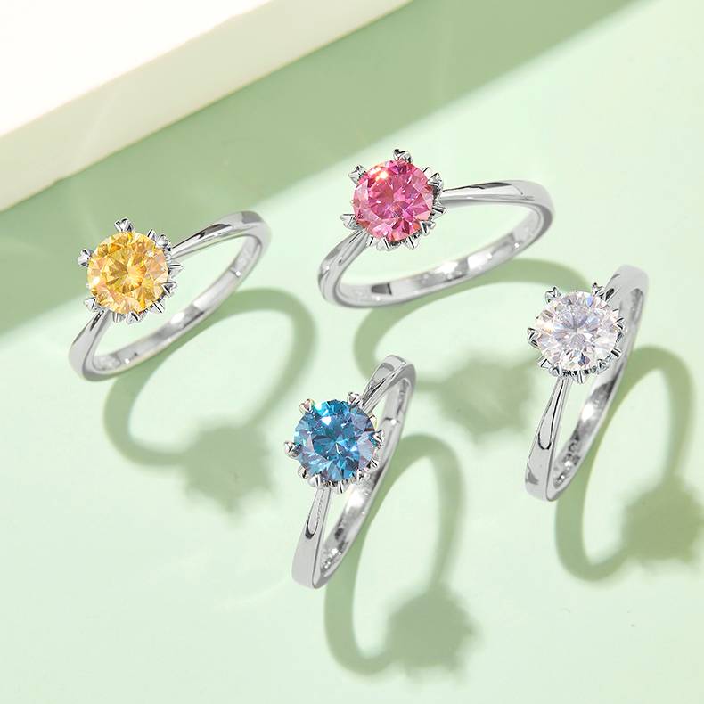 Lonceen Straight Band Classic Snowflake Lab Grown Diamond Ring 925 Sterling Silver Wholesale Wedding Ring