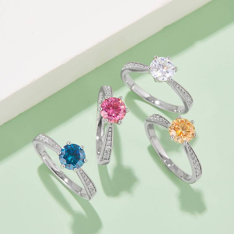 Lonceen Straight Band Flexible Solitaire Lab Grown Diamond Ring 925 Sterling Silver Wholesale Wedding Ring