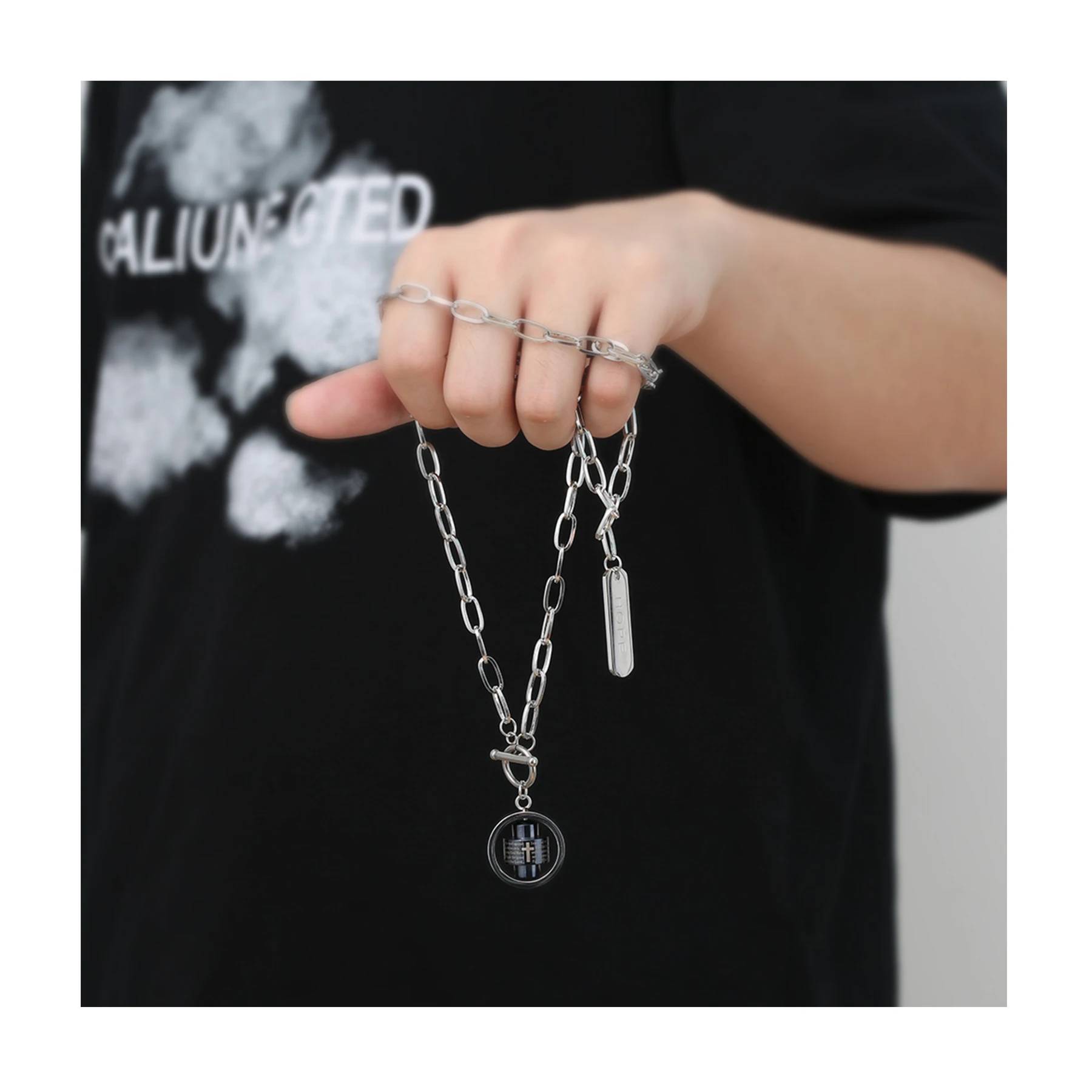Men's Streetwear Hip Hop Punk Stainless Steel Layered Chain Necklace