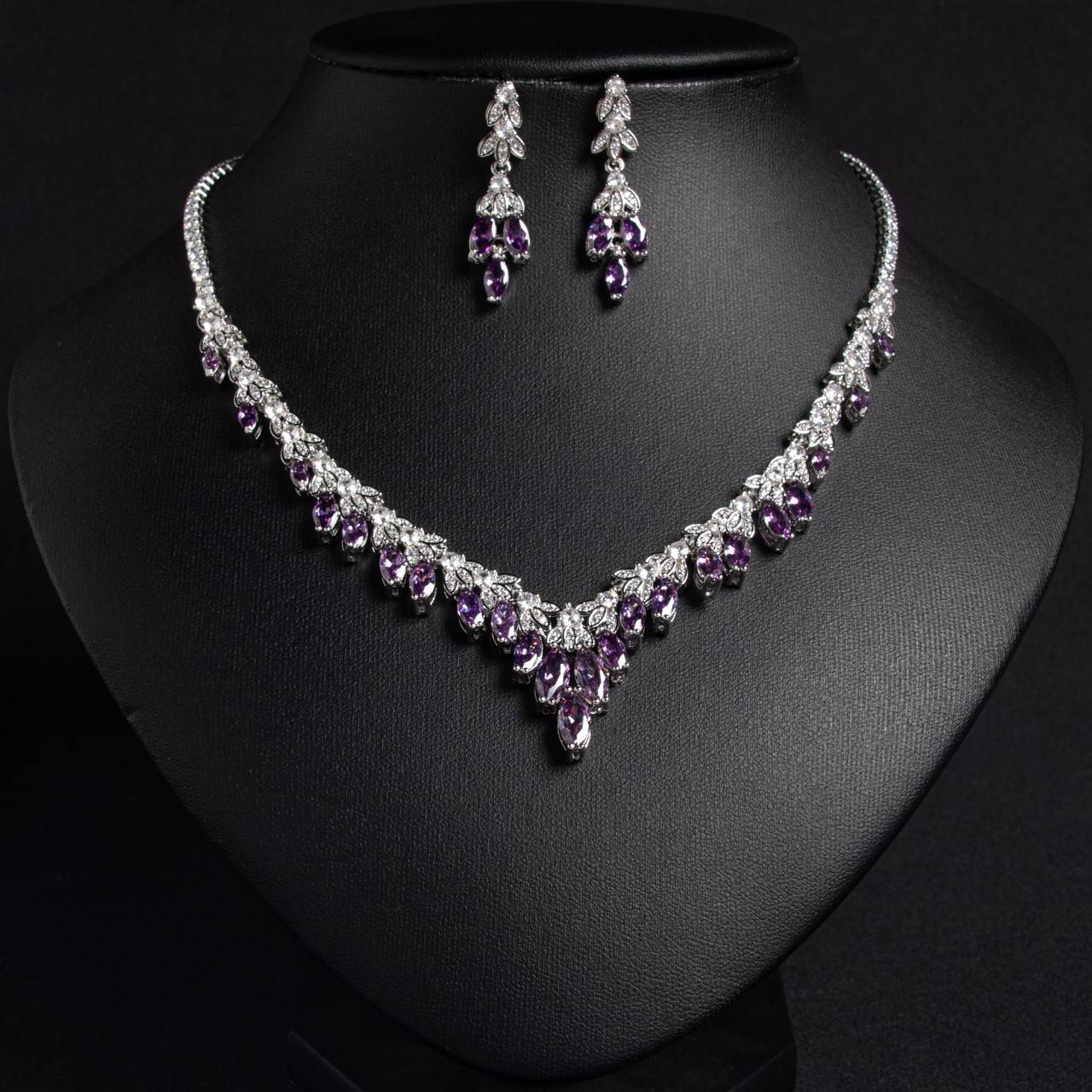 Wedding Jewelry Sets for Brides 18k Gold Plated Teardrop Zircon Set