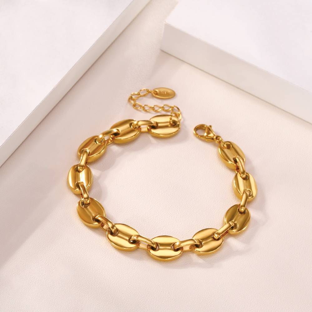 Coffee Bean Gift Girl Fashion High-Grade 18K Gold-Plated Jewelry Chain Bracelet