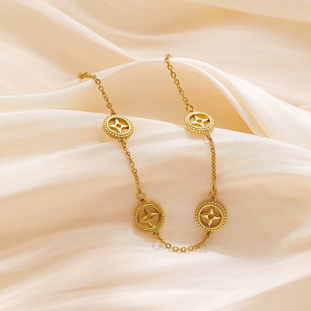 18k gold-plated women's stainless steel bracelet, snowflake Christmas gift, fashion jewelry