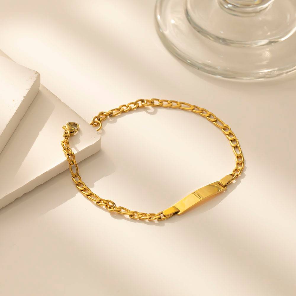 18k gold-plated women's carved custom name stainless steel non-oxidizing Cuban fashion jewelry bracelet