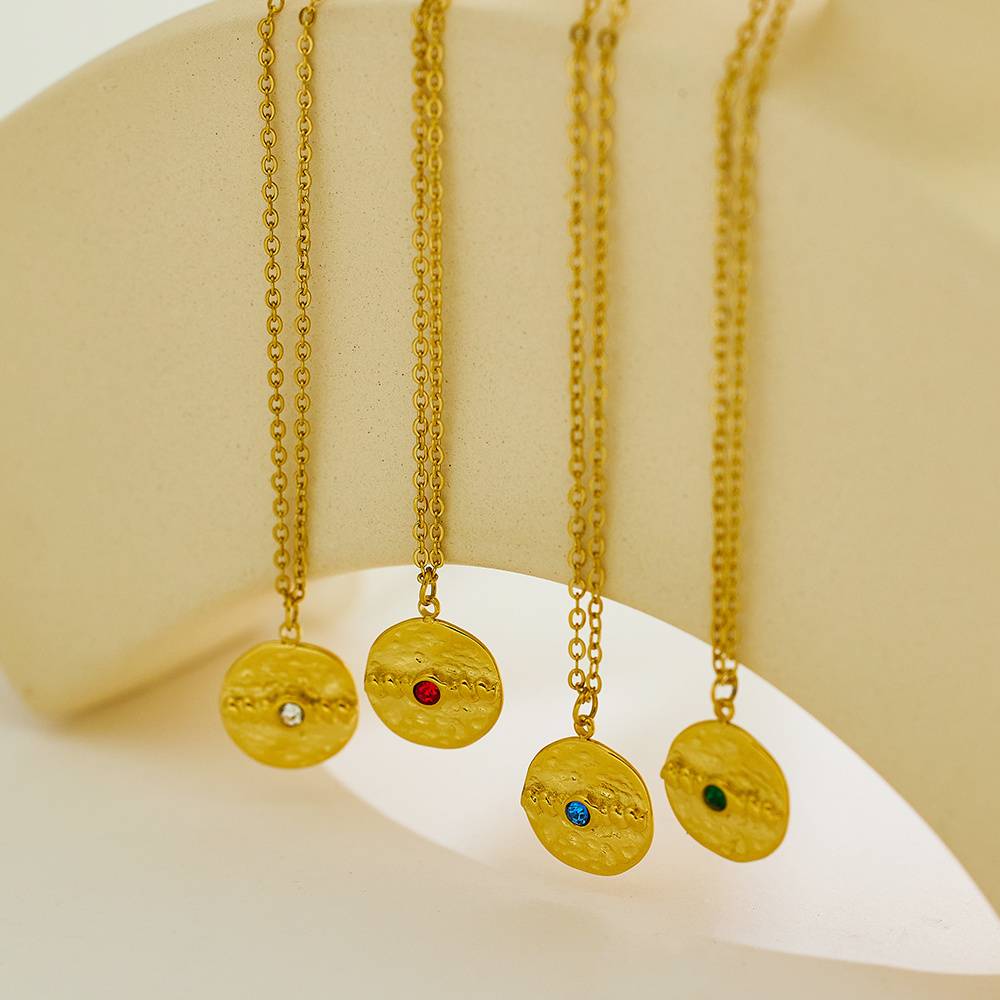 Luxurious Women's 18K Gold Exquisite Water Drop and Round Pendant Chain with Zircon Fashion Jewelry Necklace