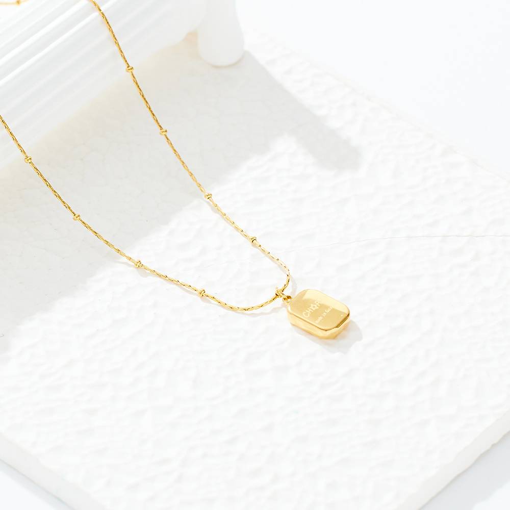 Wholesale customized men's and women's square 18k gold-plated stainless steel necklace jewelry