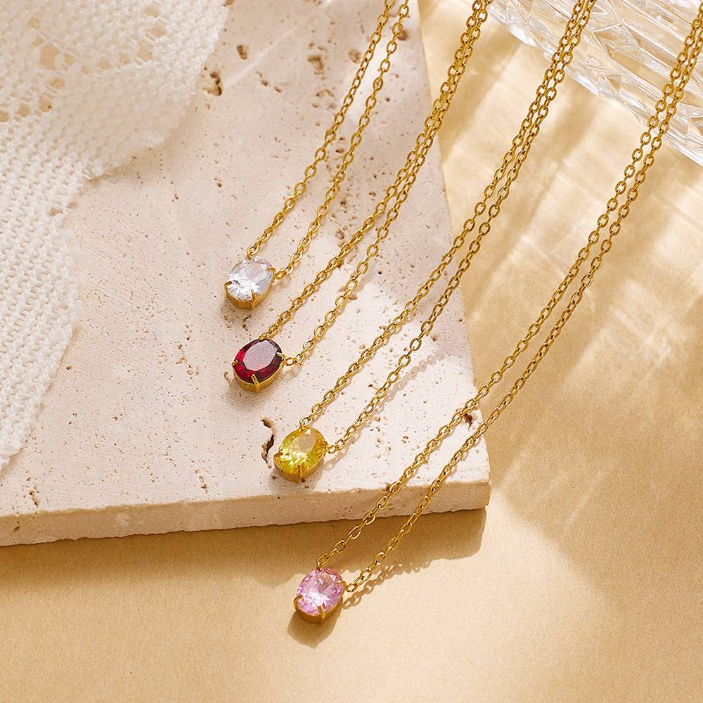 Fashionable and luxurious small teardrop-shaped 18k gold-plated necklace with cubic non-oxidizing stainless steel women's pendant necklace