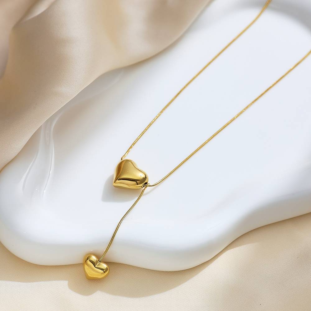 Luxury Ins Heart Charm Chain 18k Gold Plated Stainless Steel Pendant Women's Fashion Jewelry Necklace