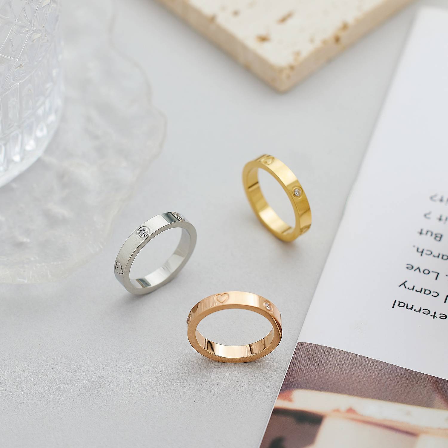 925 Crystal Ring, Natural Stone Women's Jewelry, Gold Plated Silver Black Adjustable Crystal Ring