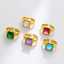 Stainless Steel Women's Colored Square Stone Stainless Steel Adjustable Gold Zircon Fashion Jewelry Ring thumbnail 2