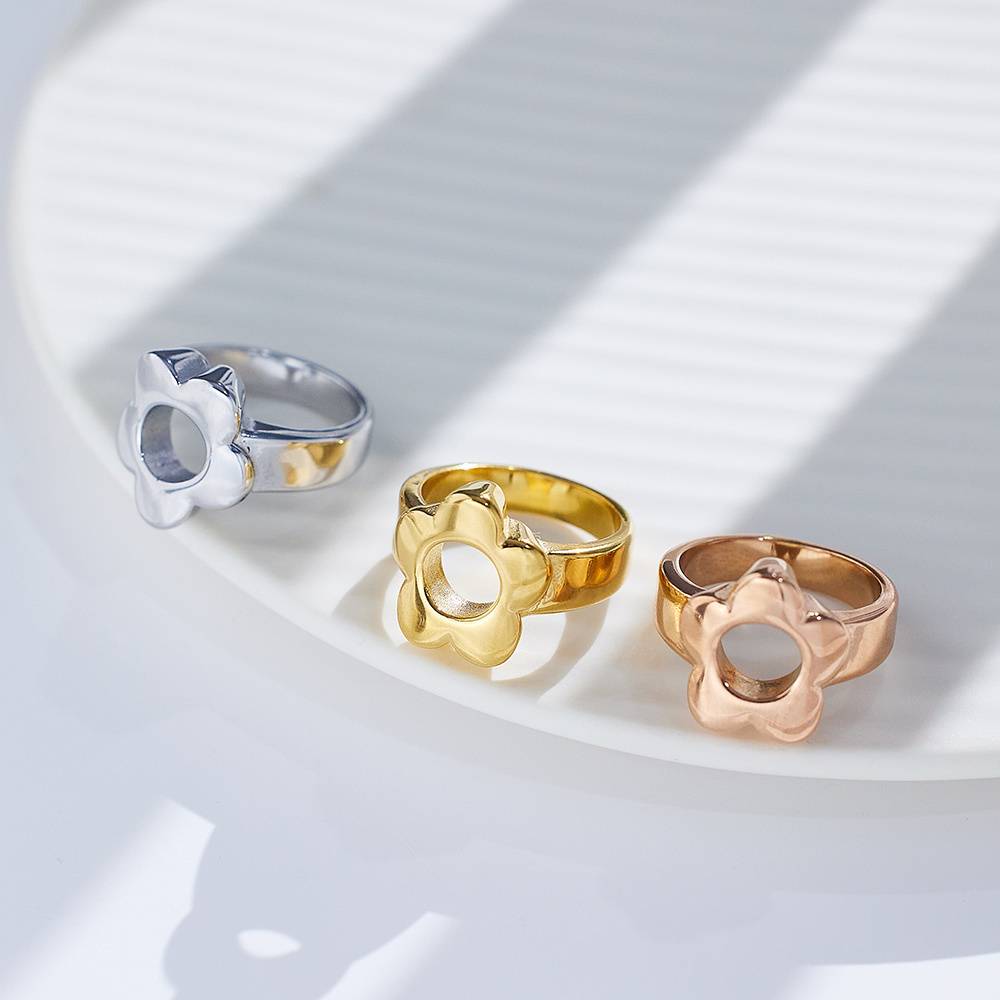 Floral stainless steel jewelry couple gifts, women's custom rings, fashion jewelry rings