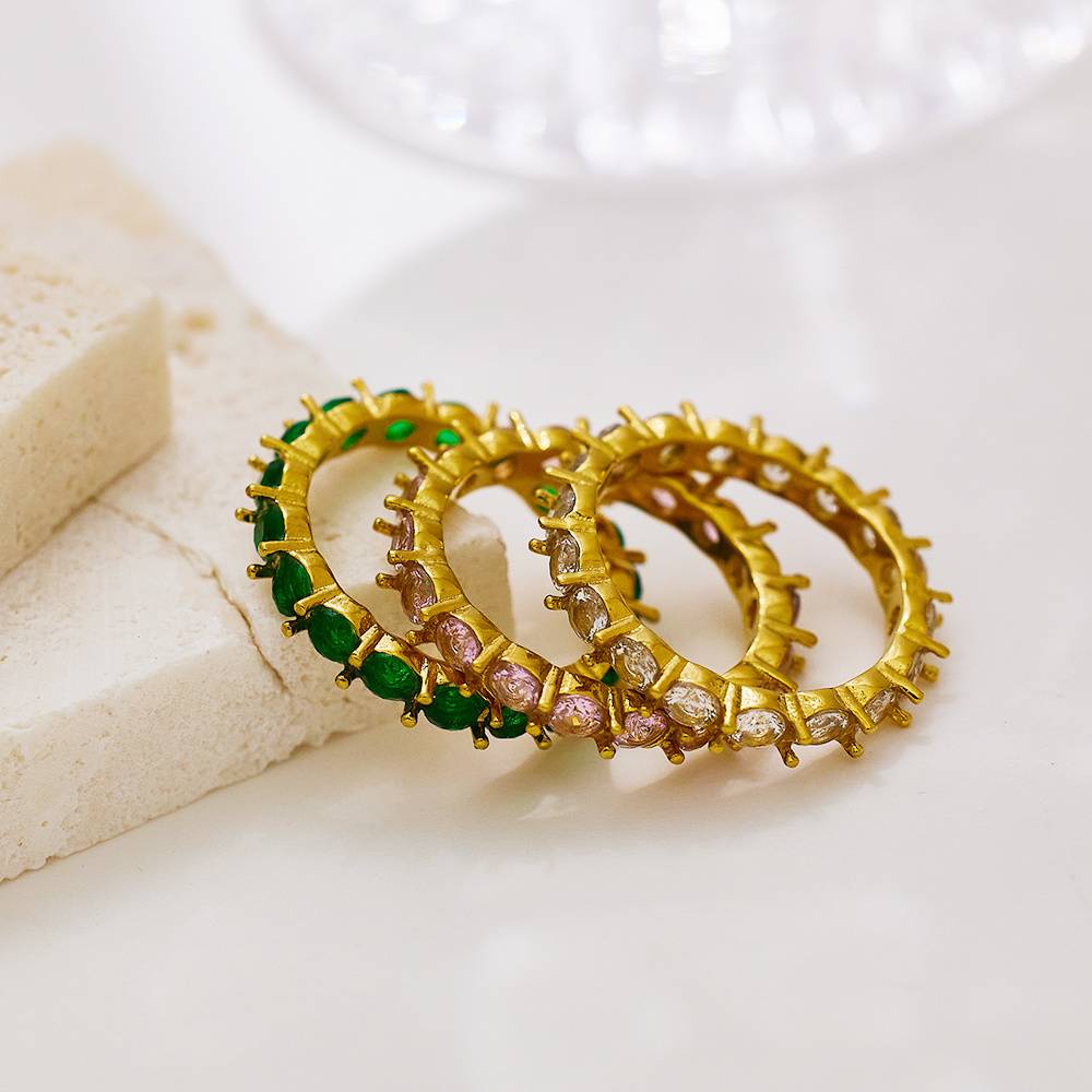 18k gold-plated wholesale stainless steel best-selling wedding rings, zircon women's fashion jewelry rings