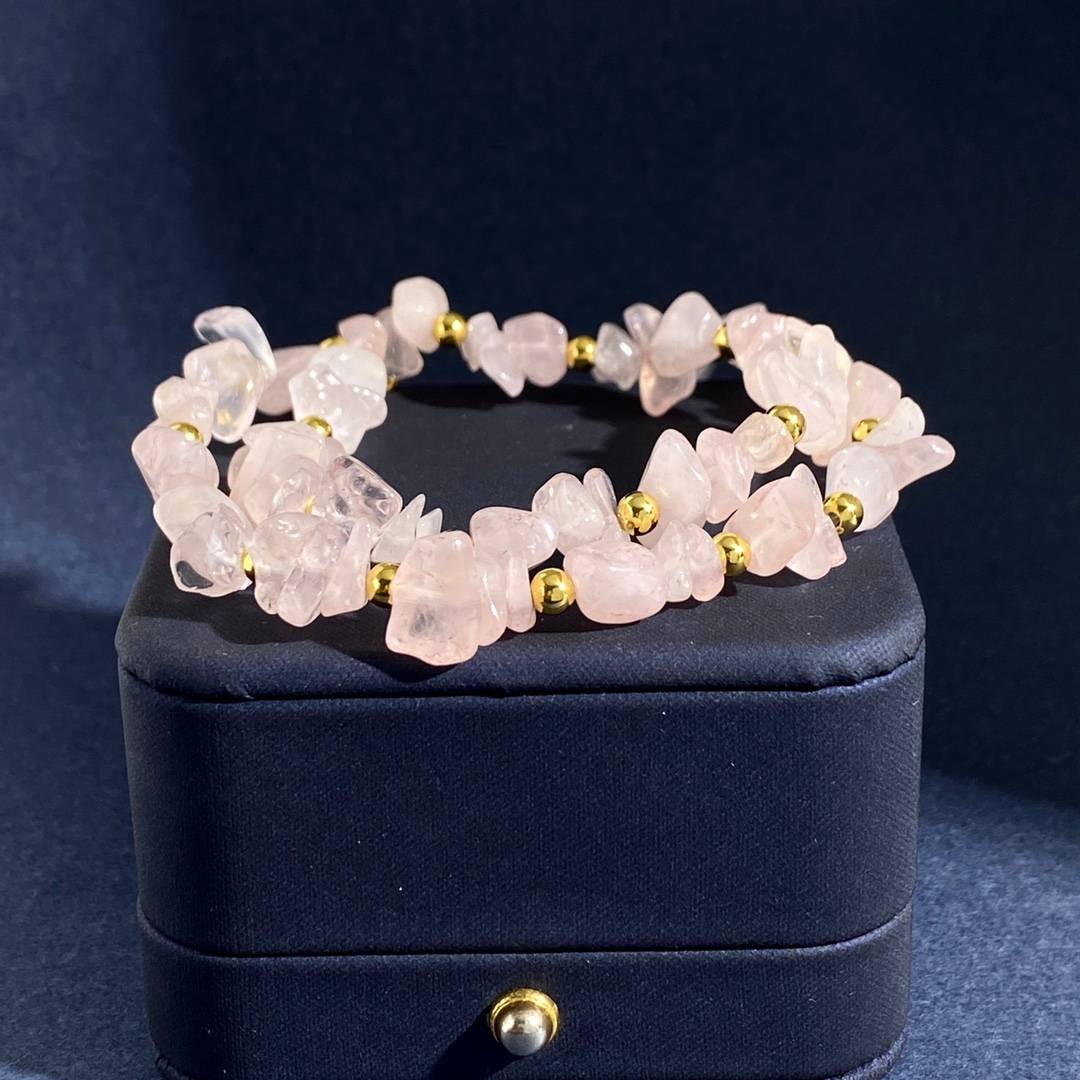 Lonceen Blush Pink Crystal Crushed-Stone Bracelet