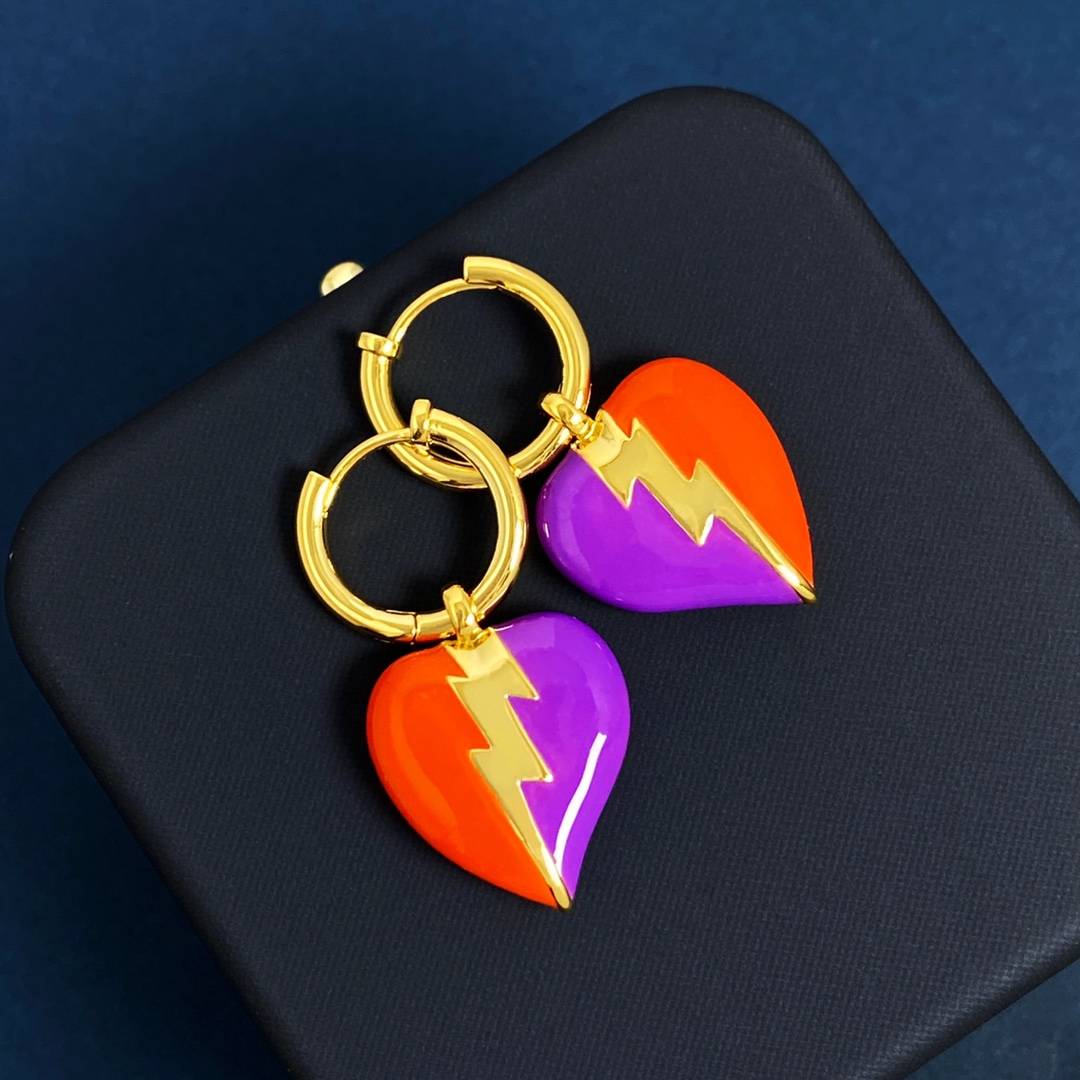Lonceen Edgy Split Heart Enamel Drop Earrings