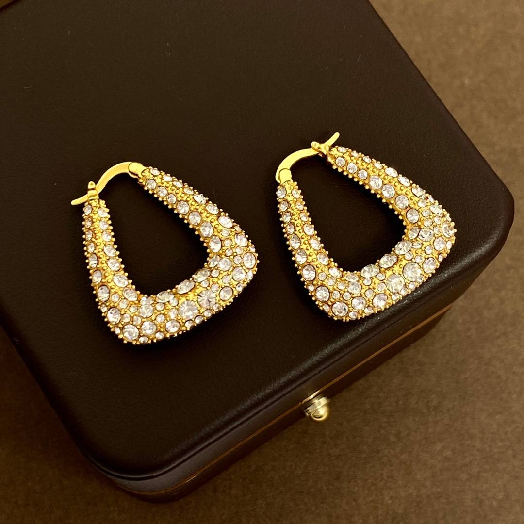 Lonceen Chic Handbag-Shaped Full-Zircon Hoop Earrings