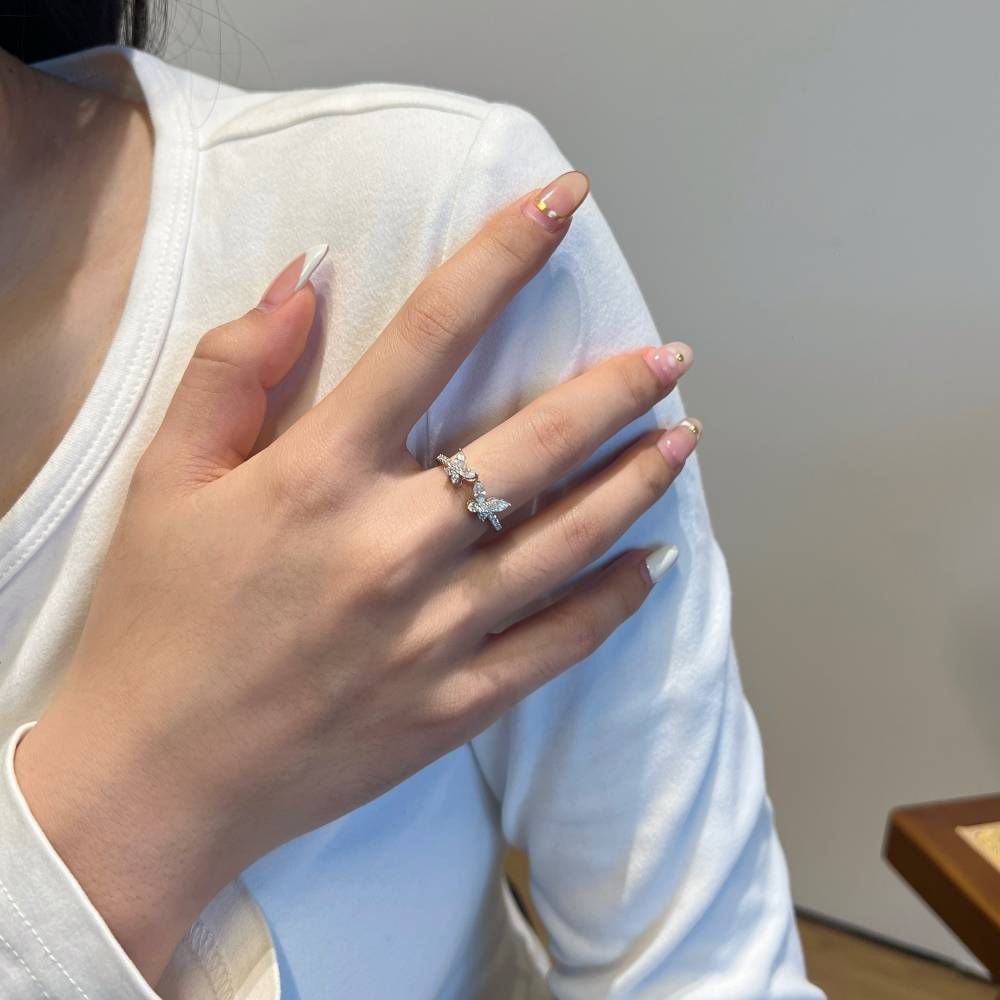 Graceful Butterfly Design Moissanite Ring in 925 Silver