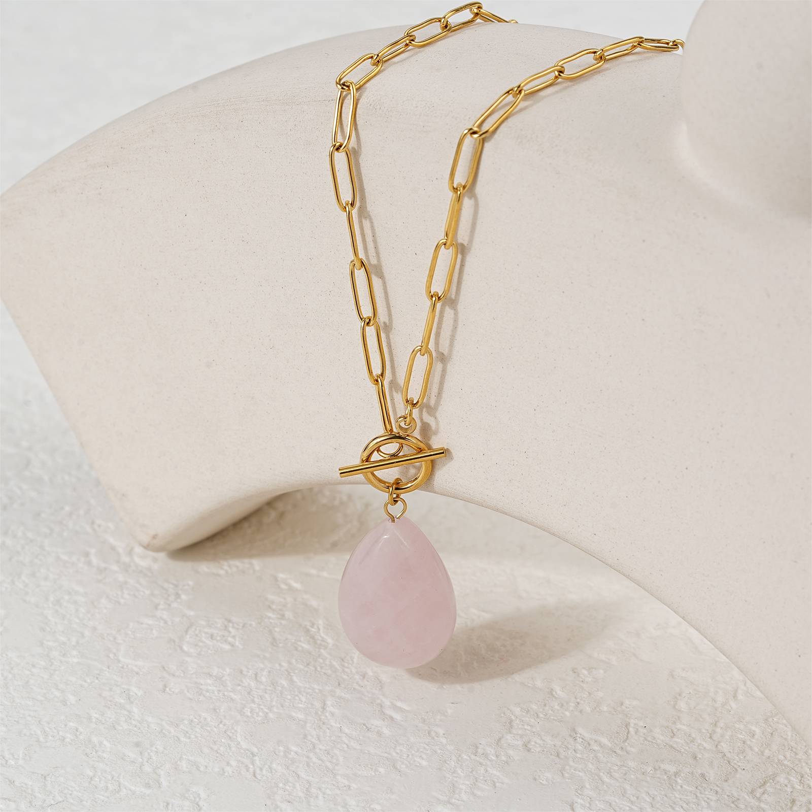 Stainless Steel Necklace Green Aventurine OT Clasp