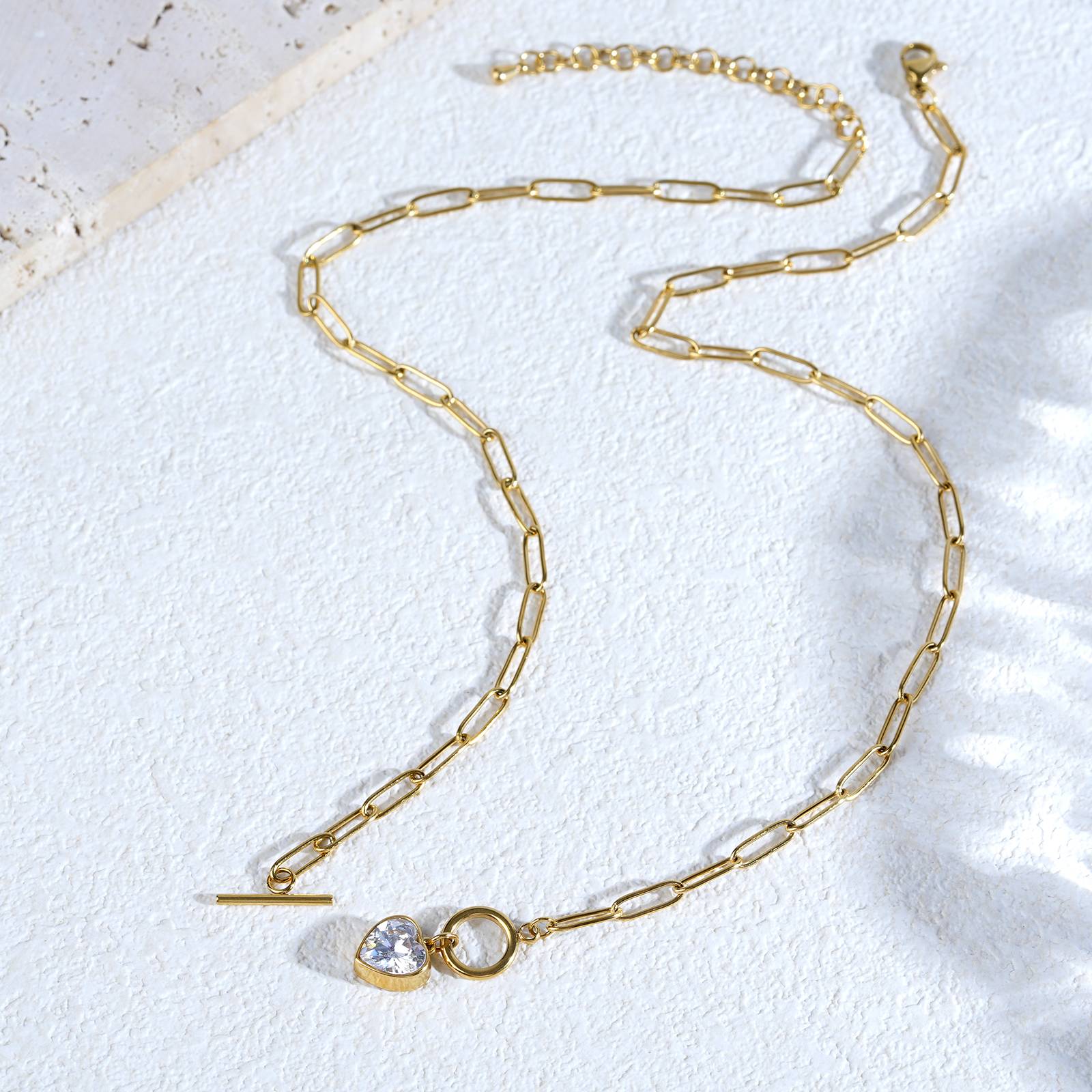 Stainless Steel Necklace Green Nano Zircon OT Clasp